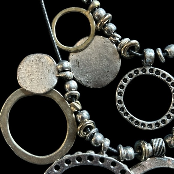 Chico’s Statement Necklace Big Boho Bib Silver Gold Tone Multi Strand Vintage - Picture 7 of 10